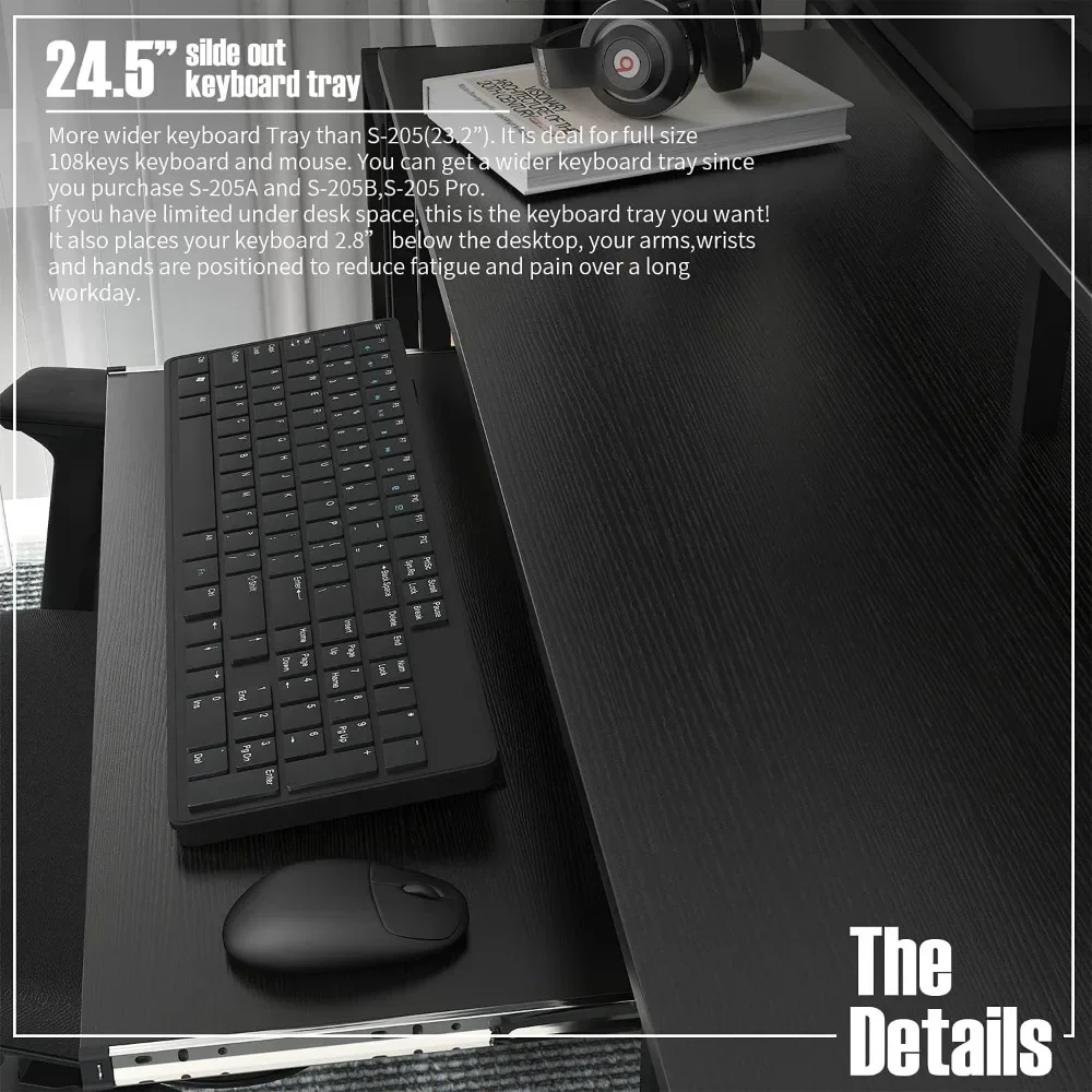 Computer Desk With Storage Shelves/24.5” Keyboard Tray/Monitor Stand Study Table for Home Office(54 X19 Inch Black) Freight Free