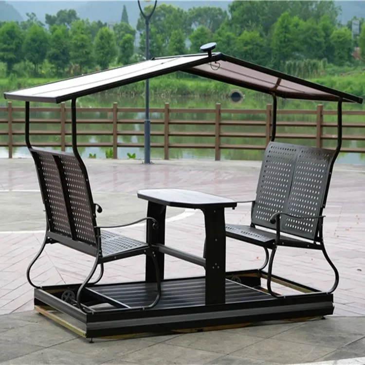 

Outdoor electric four person swing, courtyard balcony leisure forged iron swing
