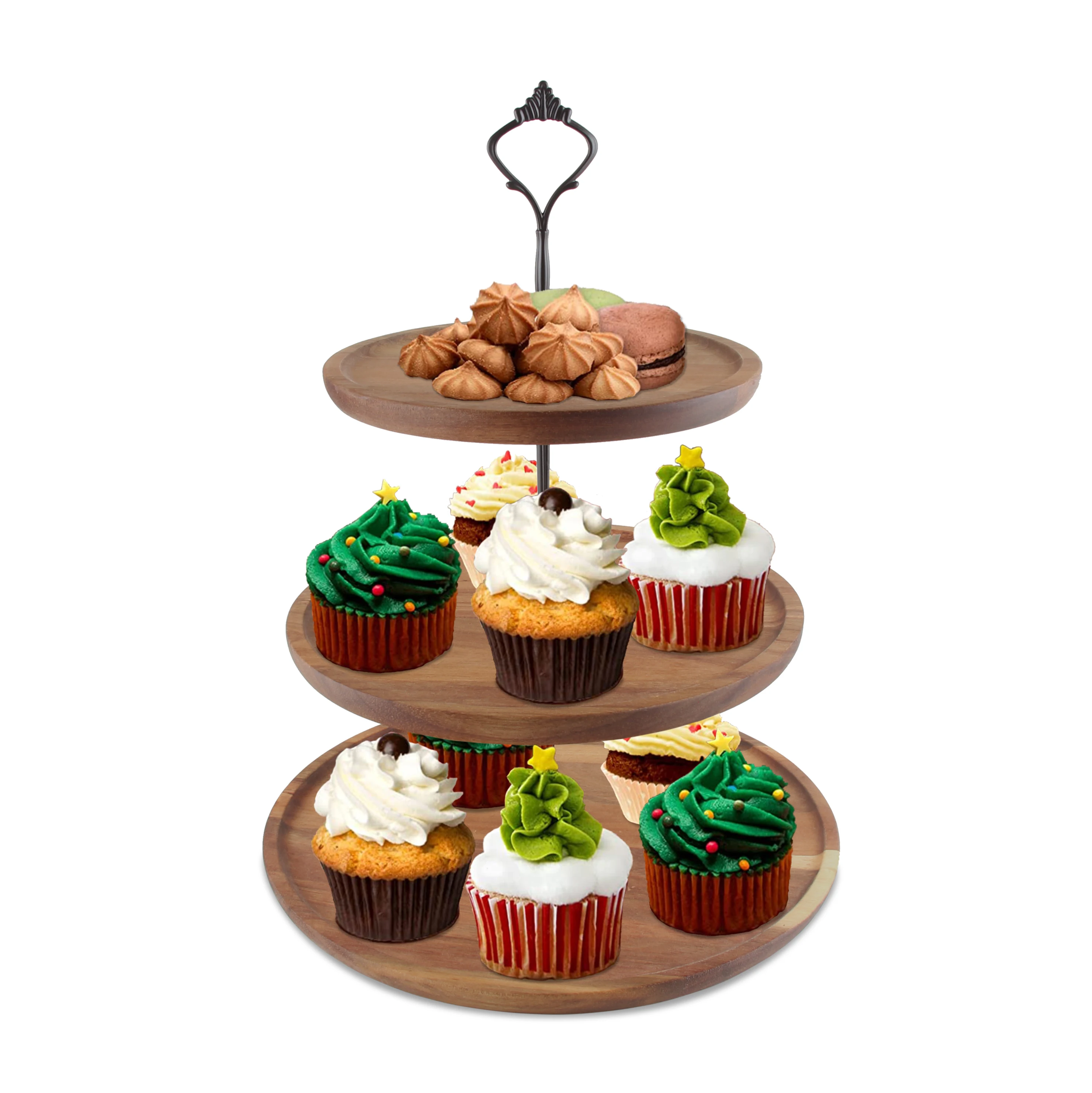 

3 Tier Stand For Cake Decorations, Pastries, Cupcakes Wooden Dessert Display Cupcake Stand