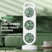S31 Triple-Head & 3-Color Desk Fan - USB Rechargeable, 3 Speeds, Long Runtime Cooling Solution