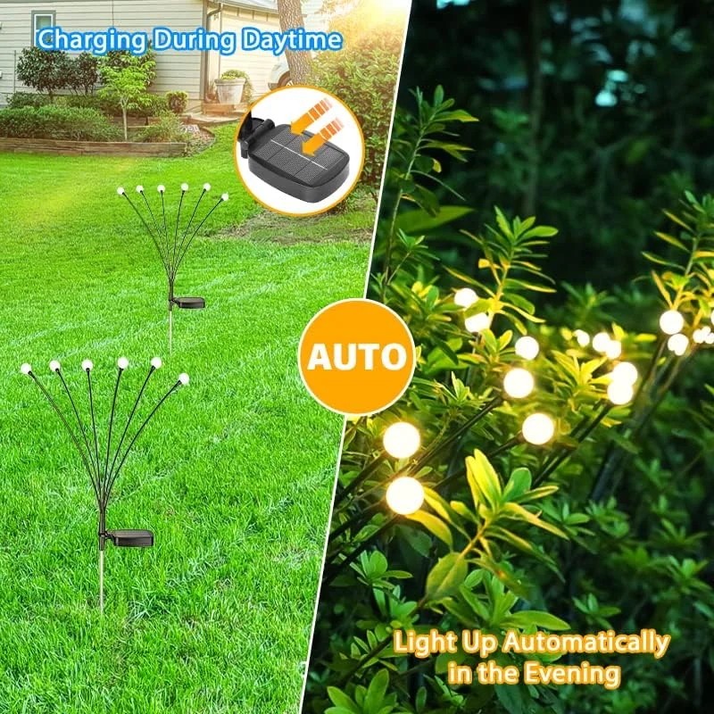 Imagem -05 - Solar Powered Jardim Luzes ao ar Livre Impermeável Firefly Lamp Pátio Pathway Decoração 10 Led