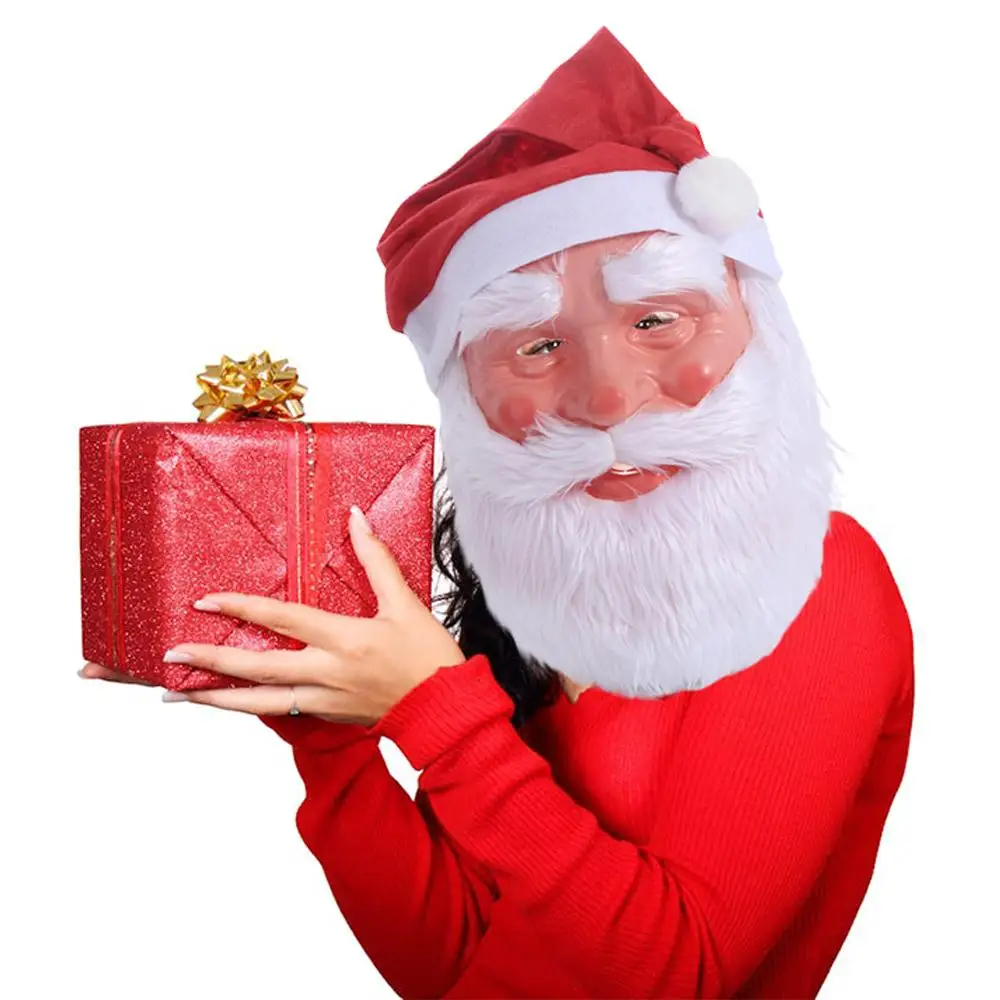 

Reusable Face Cover Santa Claus Beard Mask Hat Set Cosplay Props 3D Christmas Decoration Muffler Xmas Cosplay Accessories Adult