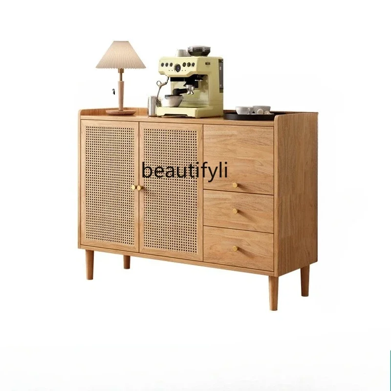 

All solid wood oak side cabinet, cupboard, locker, sliding door cabinet, tea cabinet, living room, storage cabinet