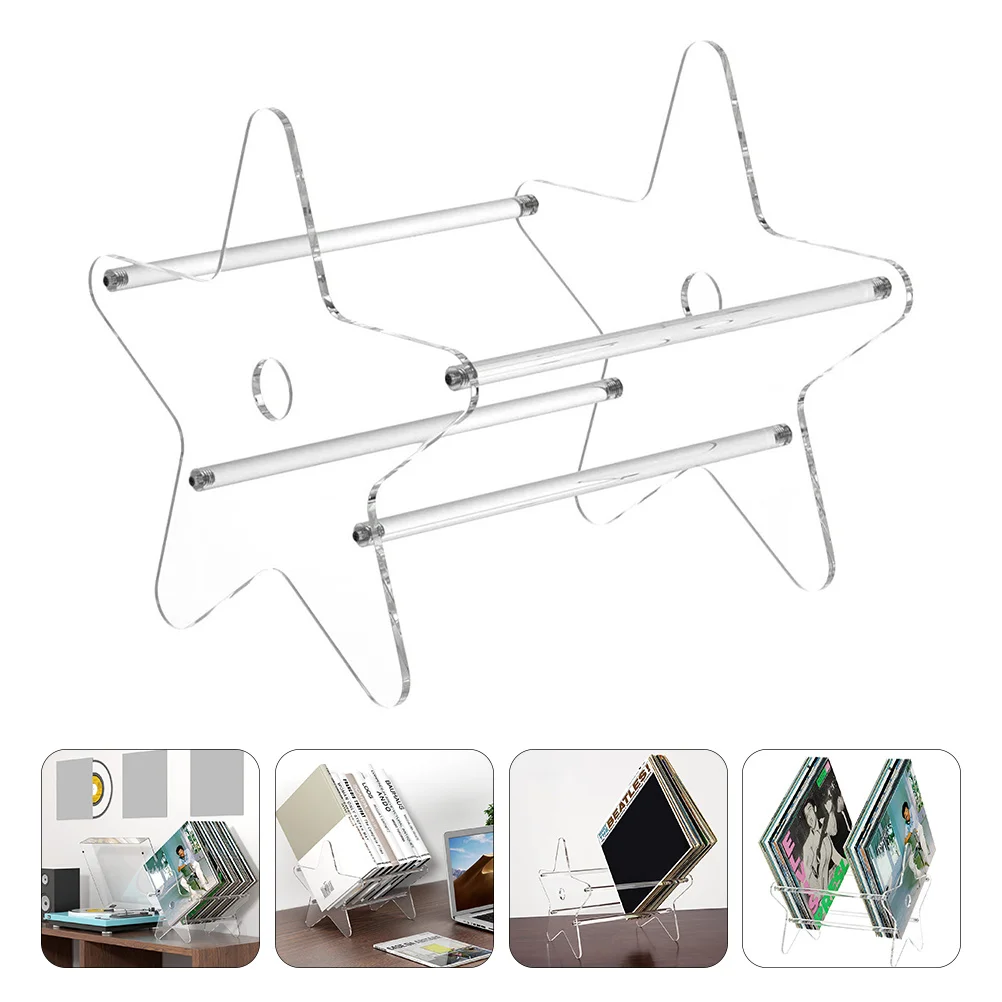 1Pcs Transparent Acrylic Desktop Storage Box Star Shaped Organizer Book Container Cd Holder for Office Bedroom Living Room