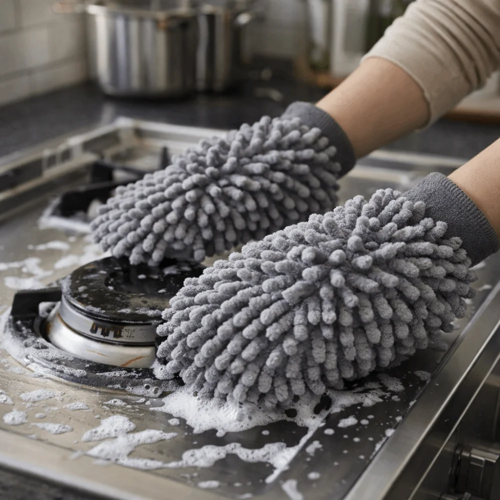 

2 pieces Ultra Absorbent Car Wash Glove Elastic Multi-Purpose Cleaning Mitts Scratch Free Double-sided Washing Gloves