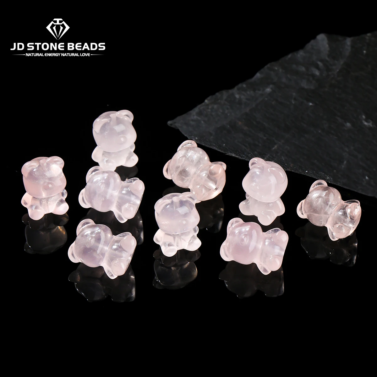 

1 Pc Natural Stone Pink Quartz Carved Bear Shape Bead Cute Sweet Pendants for Jewelry Making Diy Necklace Bracelet Accessory