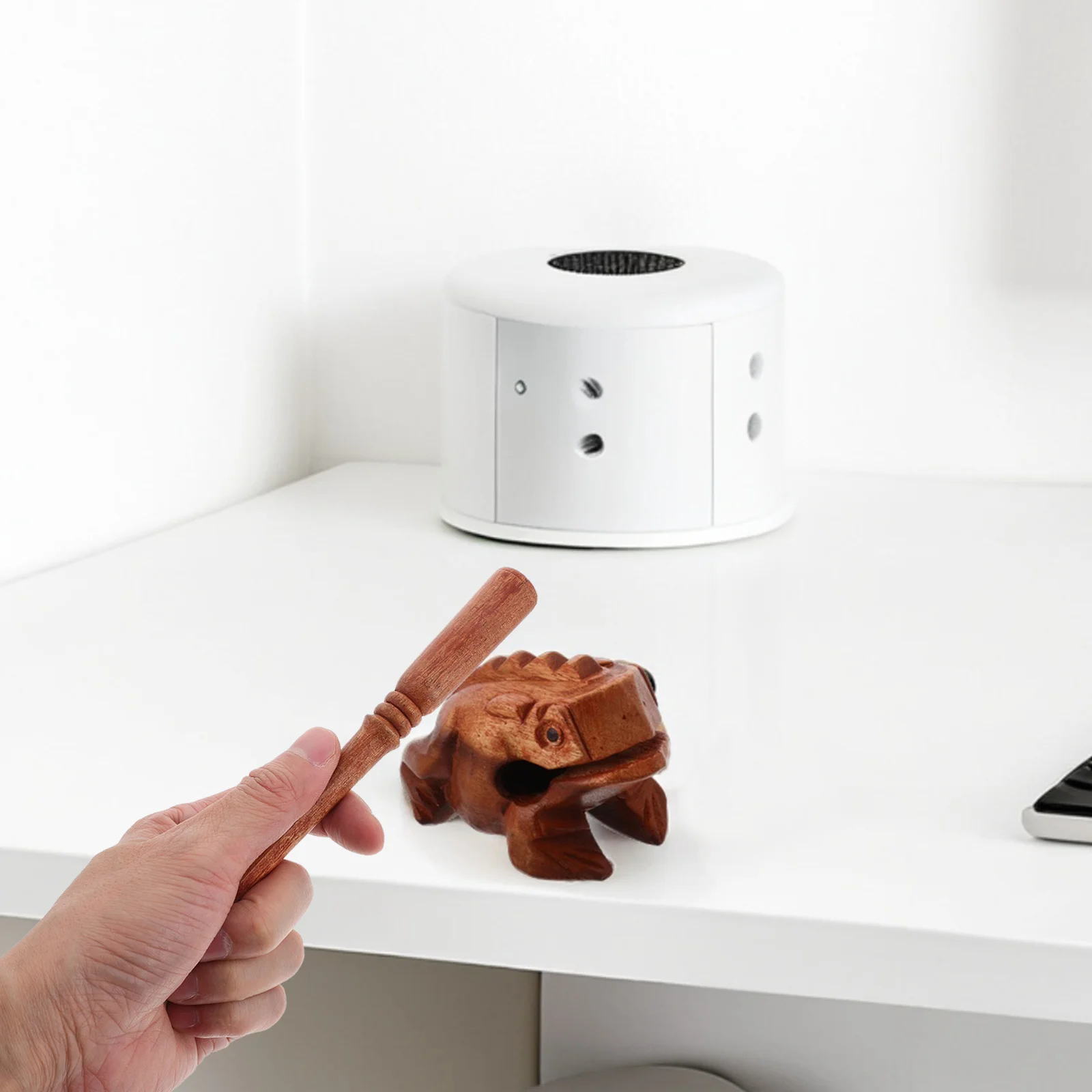 

1 Set Frog Guiro Instrument Wooden Percussion Decor For Shelf Desk Halloween Sound Maker Fun Musical Beginners