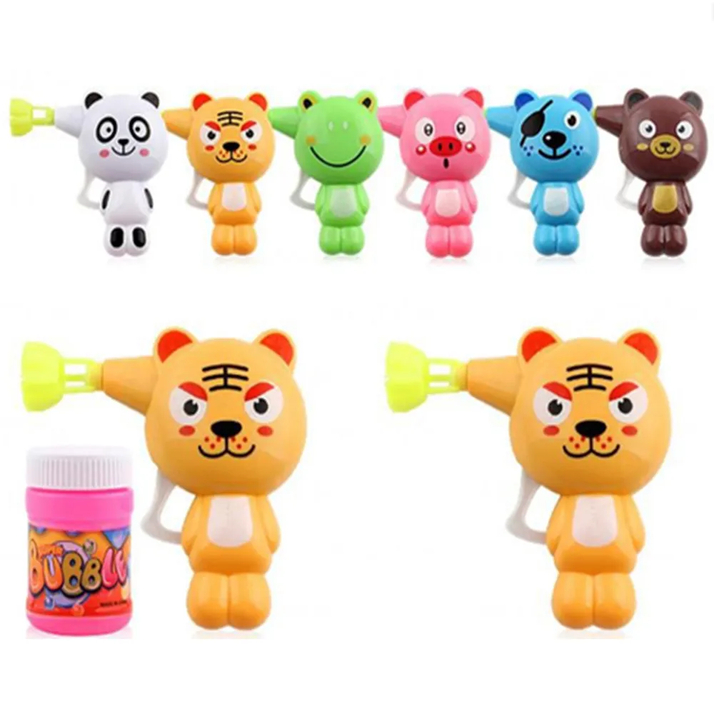 1 Pc Cartoon Animal Bubble Manual Machine Blowing Bubbles Cute Tiger Frog Panda Bear PVC Model Outdoor Sports Kid Gift Toy