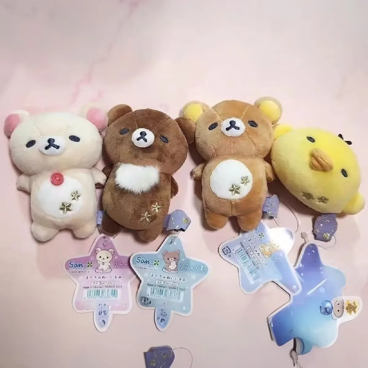 Cute Rilakkuma Chairoikoguma Bear With Stars Sleeping Plush Keychain Keyring Keyholder Bag Pendant Doll Toy Gifts