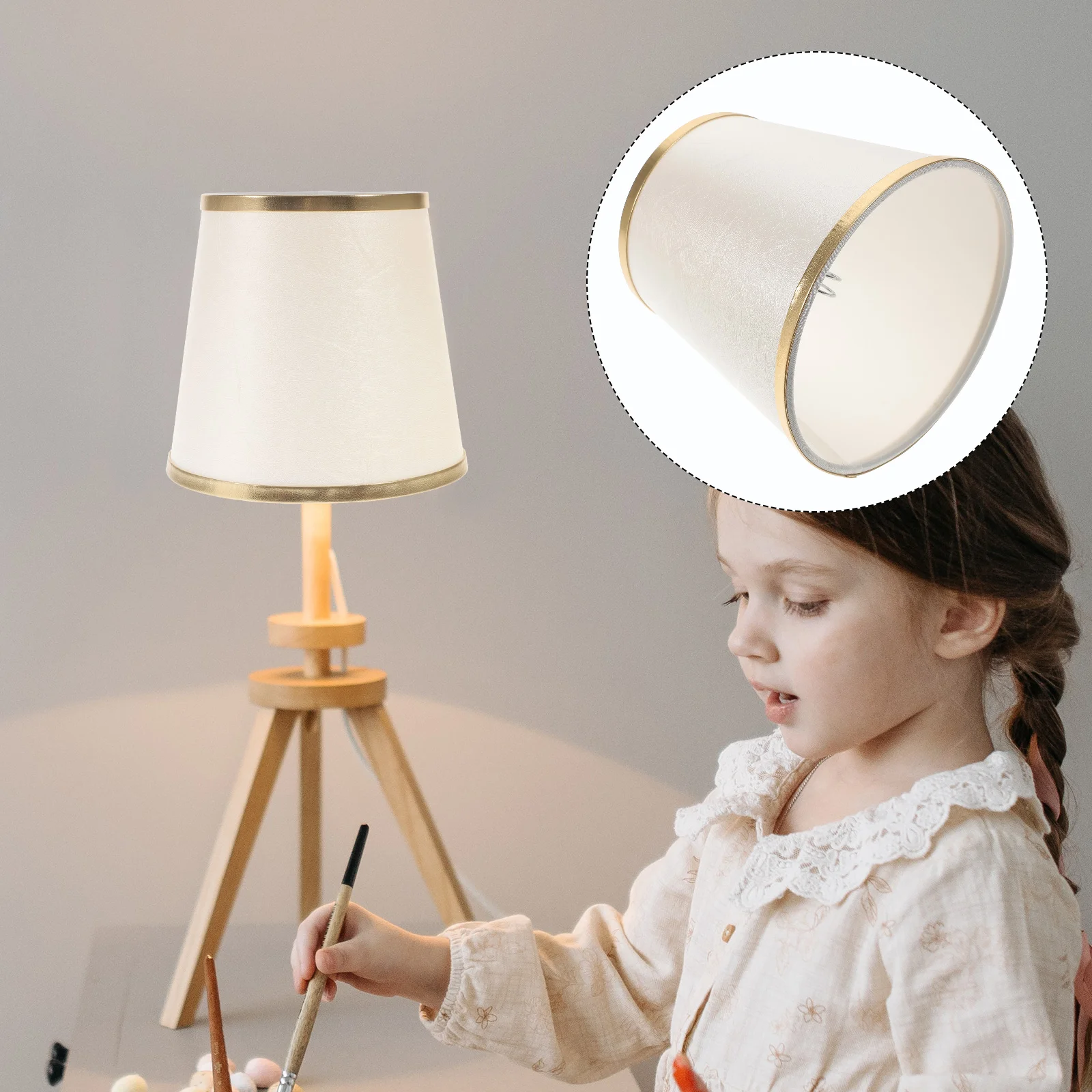 

Floor Lamp Fabric Lampshade Retro Decor Table for Study Desk Iron Clip Light Cover