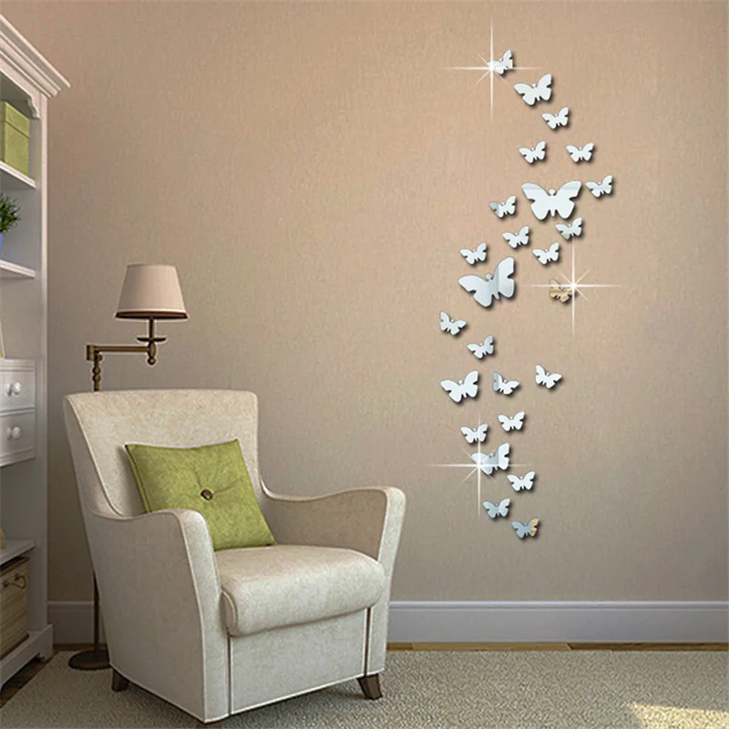 Fairy Wall Mirror Acrylic Mirrored Decorative Tinker Bell Wall Stickers Living Room Bedroom 3D Mirror Wall Sticker Home Decor