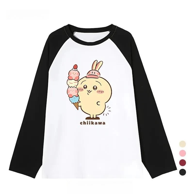 Cartoon Kawaii New Pure Cotton Long-sleeved T-shirt Base Layer Trendy Design Loose Comfortable Soft Fabric Good Quality Chiikawa