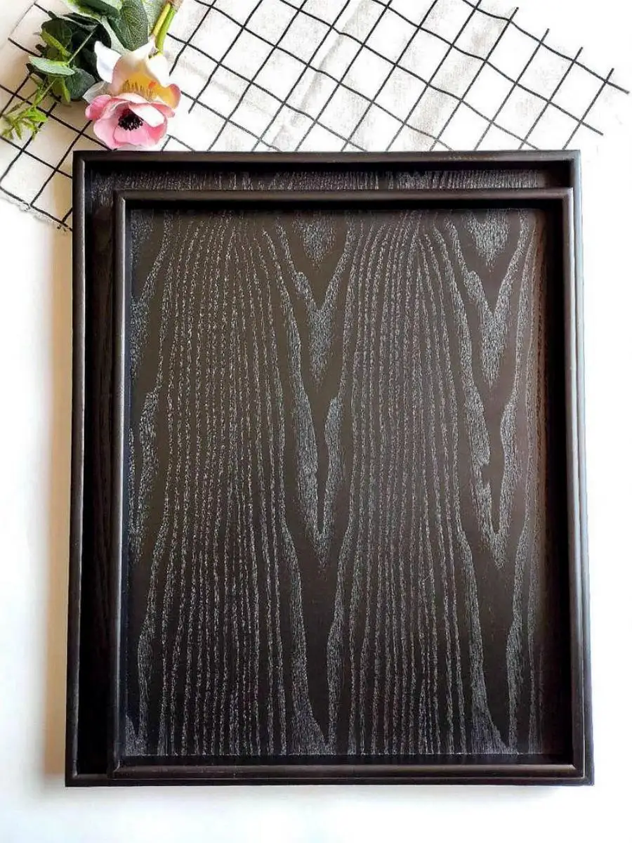

Large 60cm Black Rectangle Wood Tea Set Tea Tray Hotel Roast Whole Lamb Serving Tray Fruit Tray