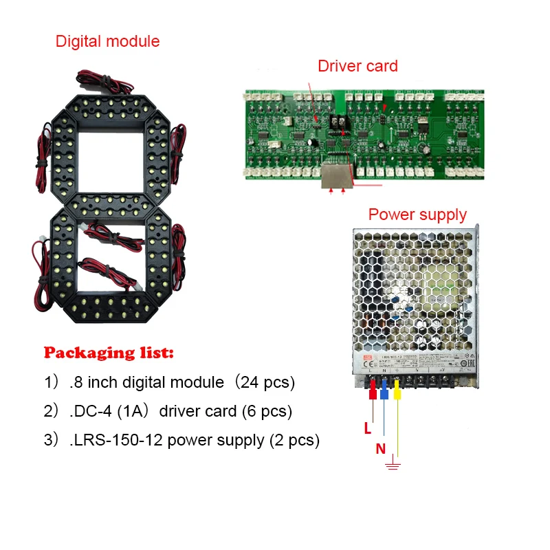 

Digital oil price screen accessory set,8 inches 7-Segment Digital module, Driver card, 12V power supply