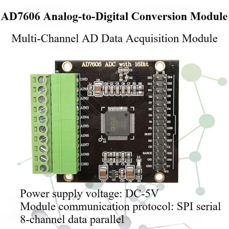 AD7606 Multi-Channel AD Data Acquisition Card Module 16-bit ADC 8-channel Synchronous Voltage Sampling Frequency 200KHz