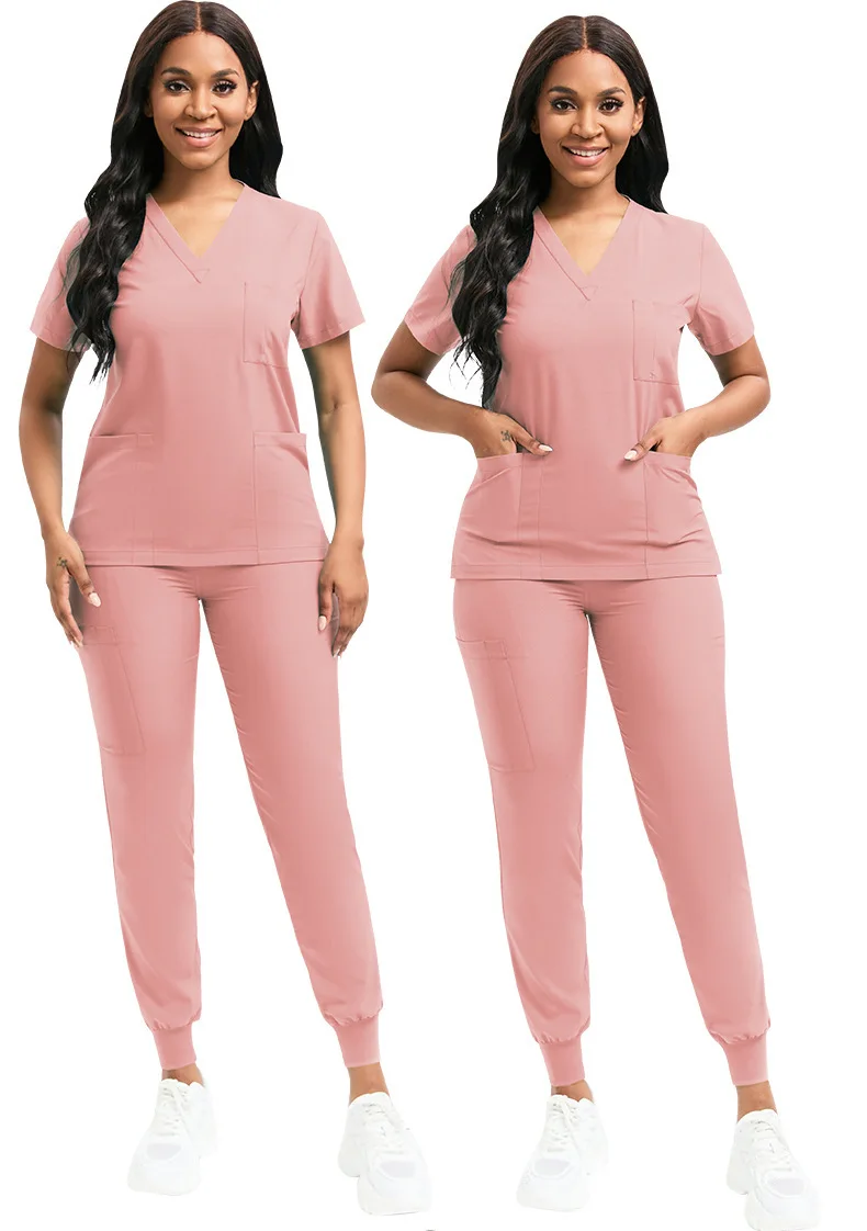 Conjuntos de uniformes médicos multicolores para mujer, ropa de trabajo para médicos, enfermeras, Tops con cuello en V, Joggers, clínica Dental, salón de belleza