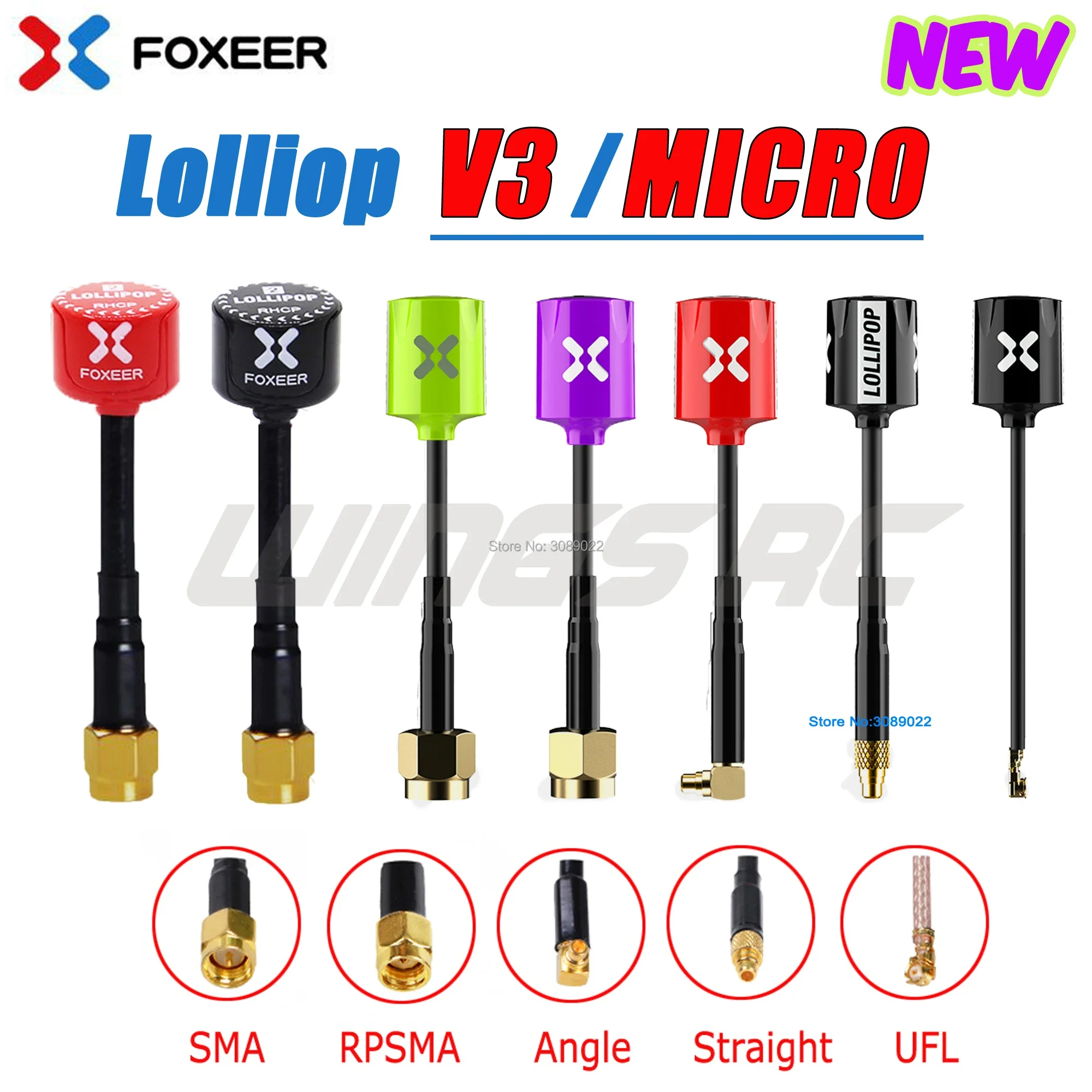 Foxeer Upgraded Version Foxeer Antenna MICRO Lollipop V4 FPV Antenna 5.8G 2.3Dbi Omni RHCP SMA RPSMA UFL MMCX
