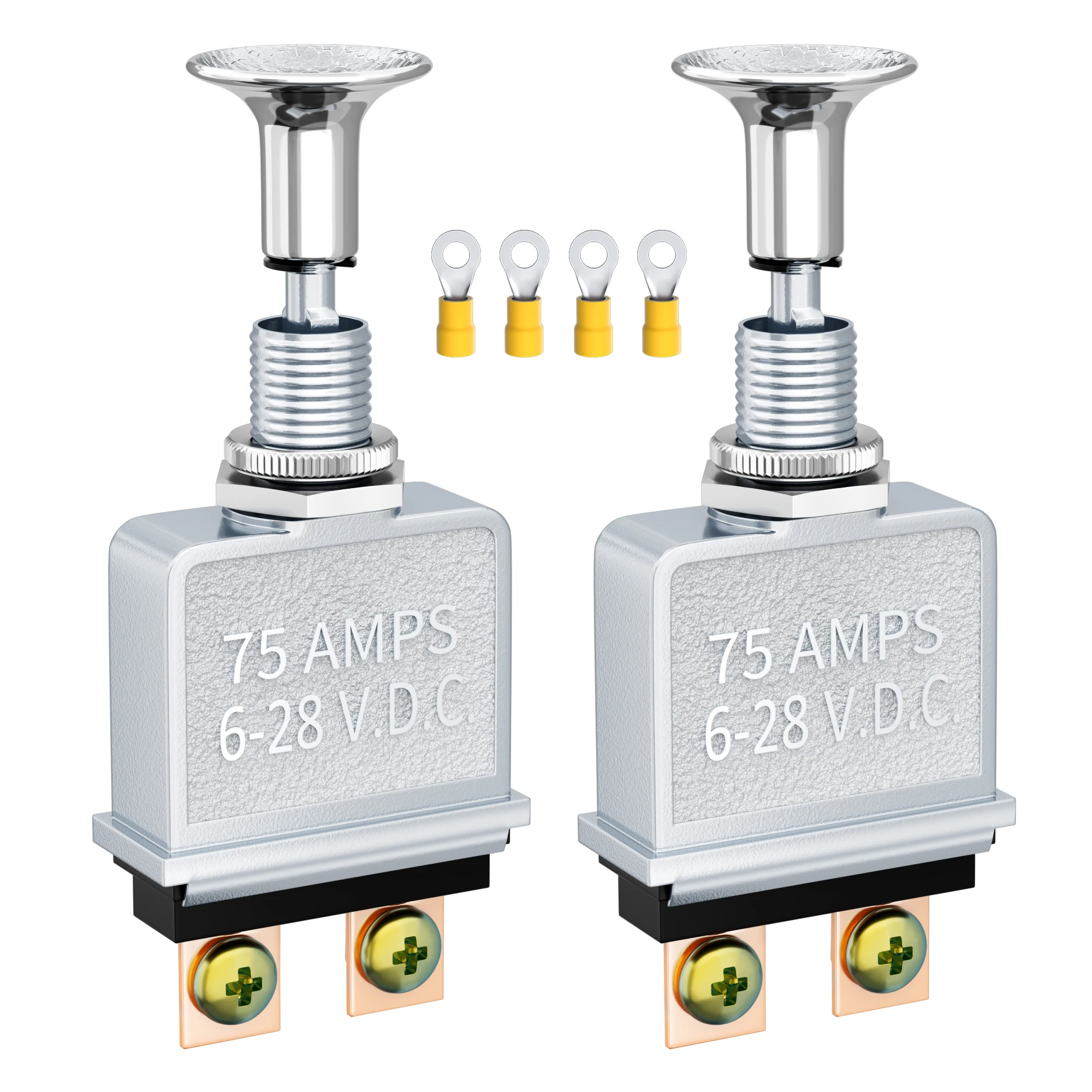 2PCS Push Pull Switch Heavy Duty 75 Amp Pull Switch 6-28V DC 2 Position Spst On/Off for Automotive, Trucks, Off-Road