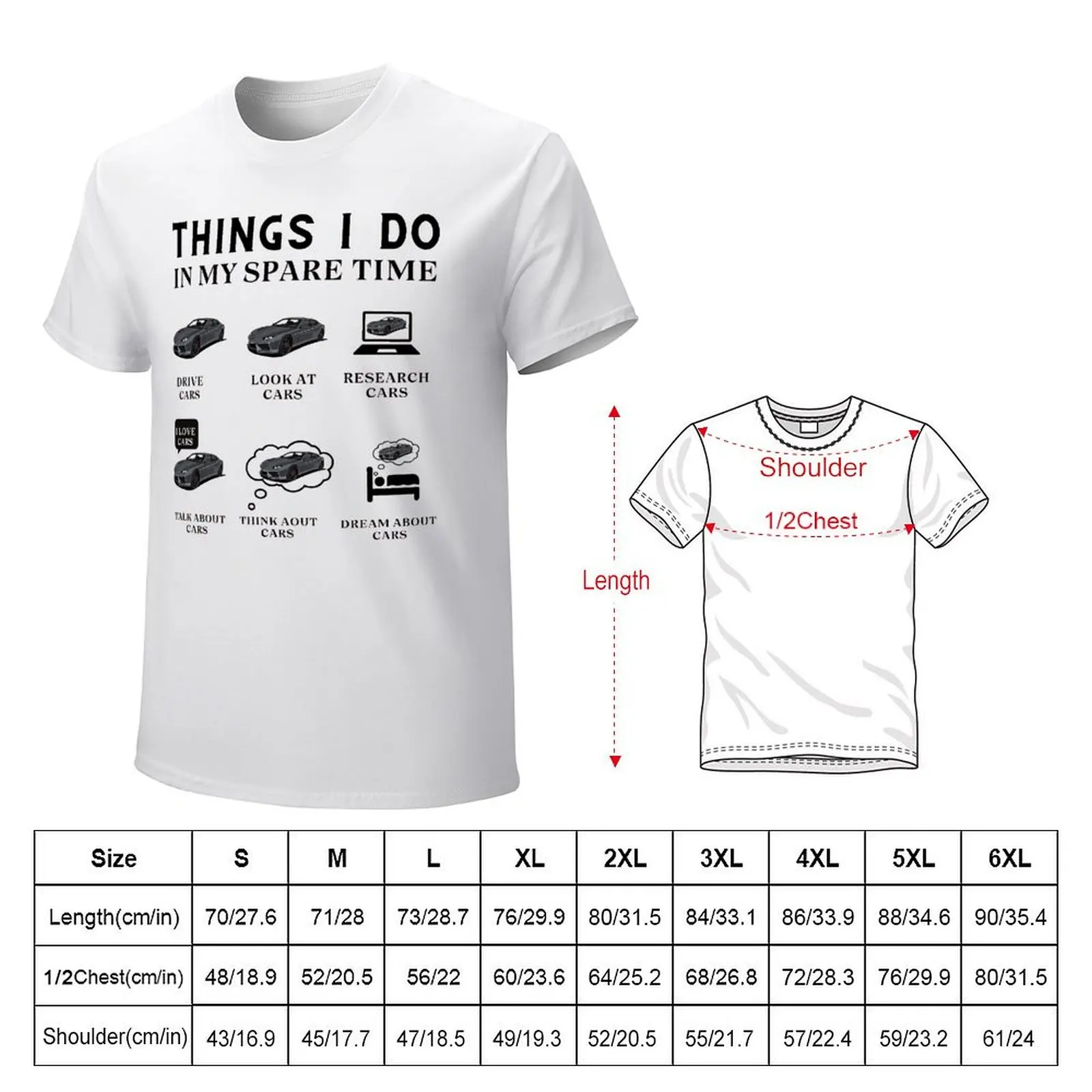 Things I Do In My Spare Time Funny Car Fresh T-shirt Movement Tshirt Graphic Cool Geeky Travel USA Size image 5