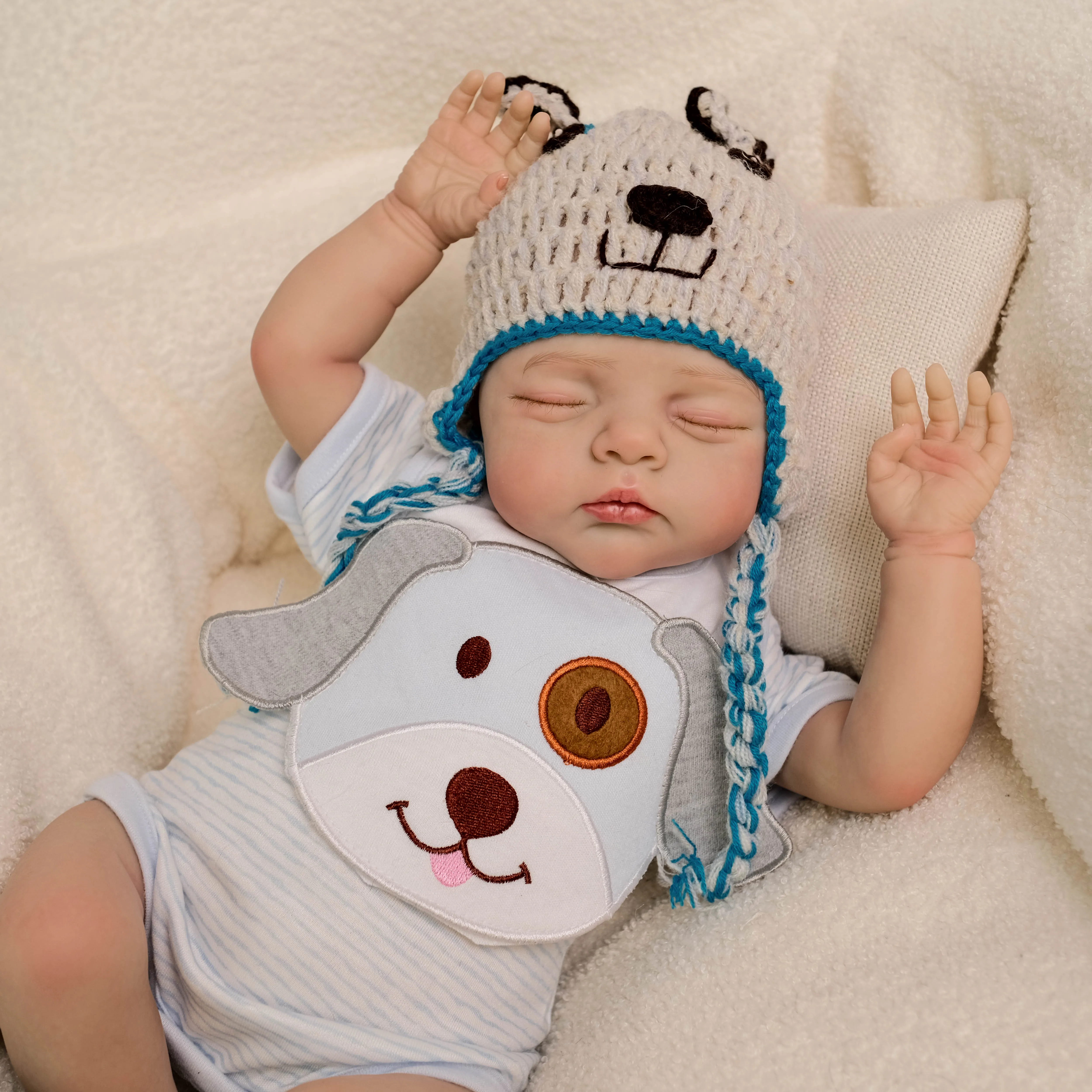 NPK 19 インチ新着人形アイリスリアルなリボーンベビードール柔らかい布ボディ手描き静脈付き