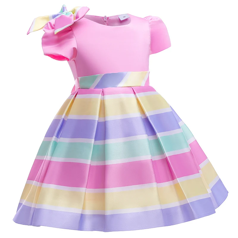 Princesa Meninas Natal Stripe Dress Baby Girl Wedding Party Clothes Criança Crianças Crianças Natal Vestidos Costume Clothing