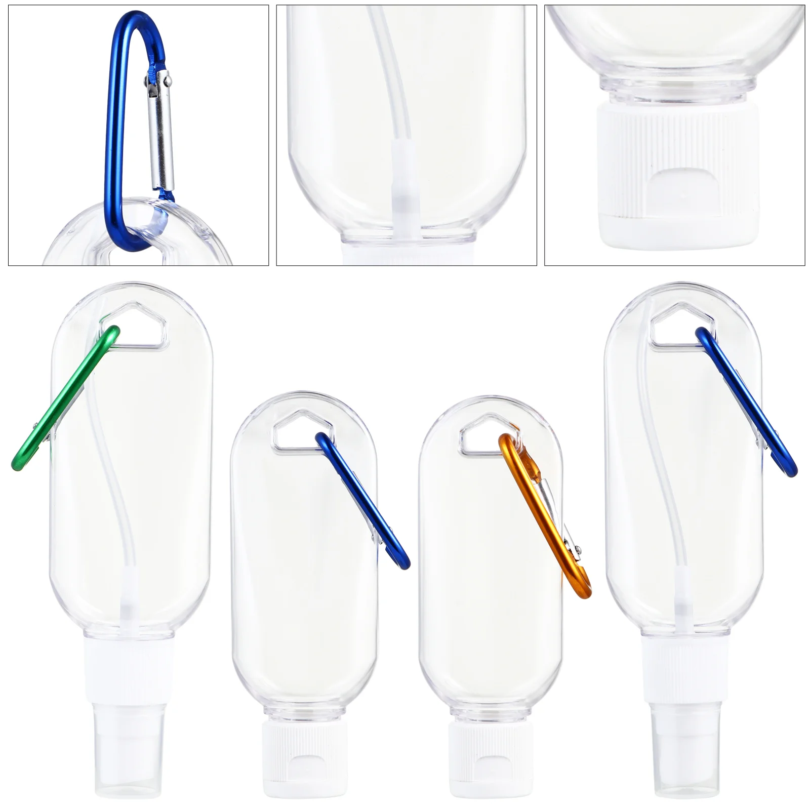 

Hand Hook Bottle Plastic Filling Refillable Travel Carabiner Keychain