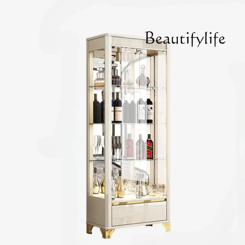 

Wine Cabinet Living Room New Display Cabinet Made of Glass Small Light Luxury High-End Wall Vertical Side Cabinet