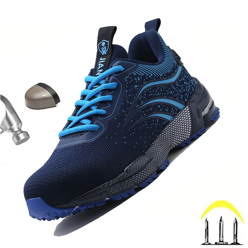

Lightweight Breathable Mens Safety Work Shoes Steel Toe Man Work Ankle Boots Men Casual Indestructible Puncture-proof Sneakers
