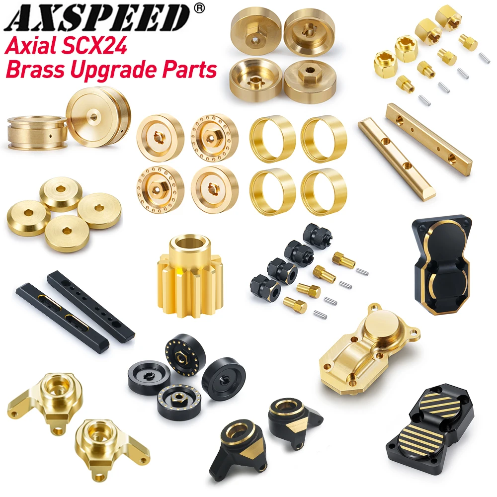 AXSPEED 1/24 Axial SCX24 Upgrade Parts Brass Counterweight Wheel Hex Adapter Axle Diff Cover Steering Knuckle Girder Motor Gears