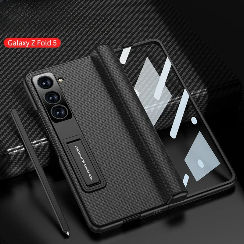 For Samsung Galaxy Z Fold 6 5 5G Case Wireless Charging Full Coverage with S Pen Holder Tempered Film Magnet Folder 5