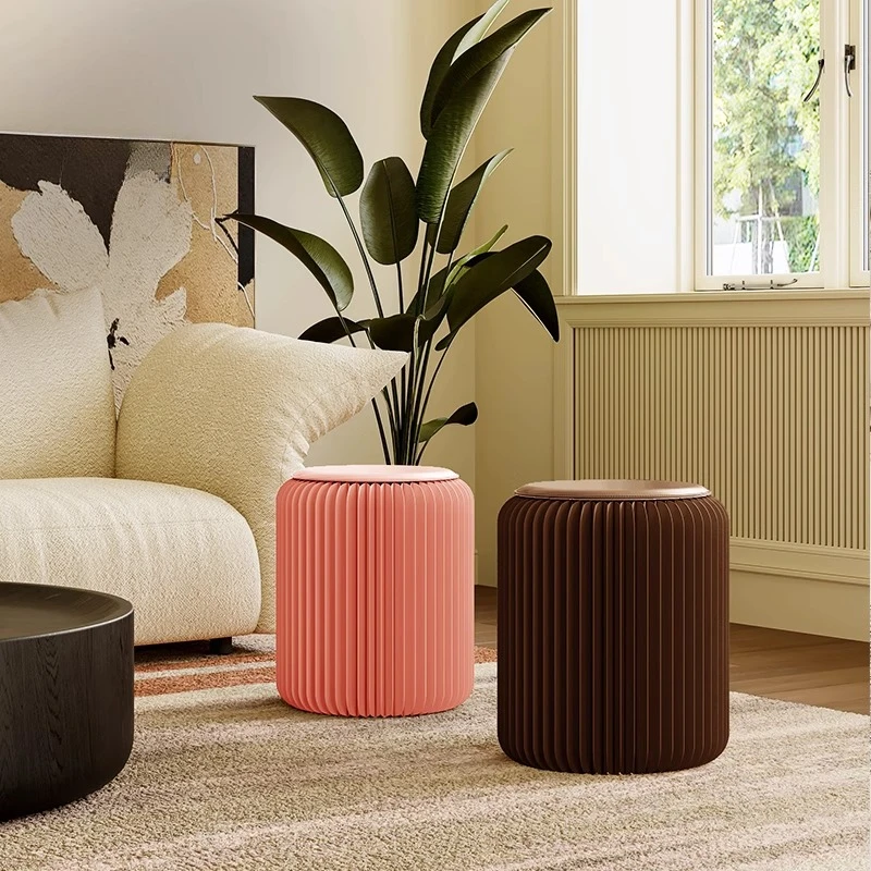 

Creative haze gray small seat folding round stool leisure personalized coffee table invisible design car stool