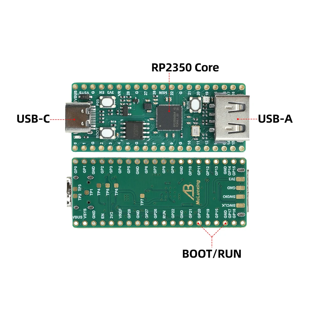 For Raspberry Pi Pico 2 RP2350 Microcontroller Development Board 26 GPIO Pins 3-Channel ADC Type-C USB