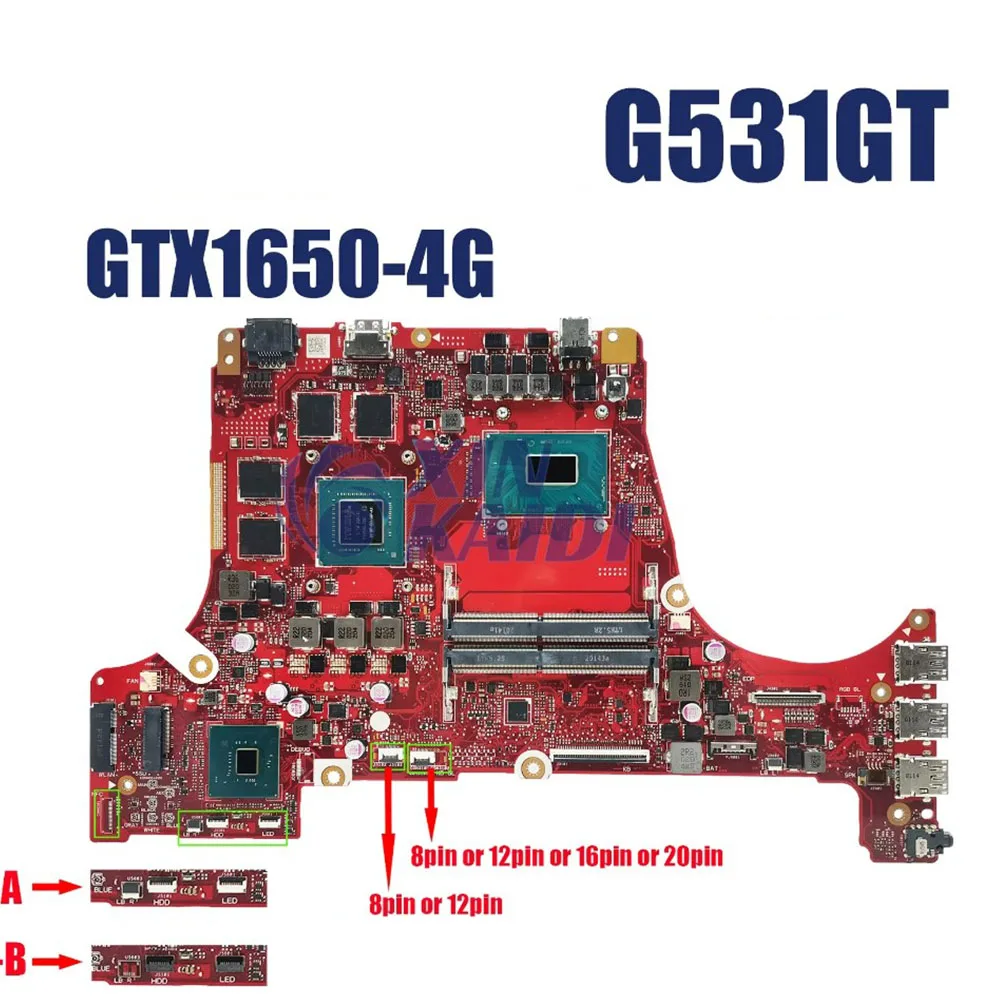 G531GT Laptop Motherboard For ASUS ROG G531GT G531G G731GT FX531GT Mainboard I7-9750H CPU GTX1650-4G 100% Fully Test