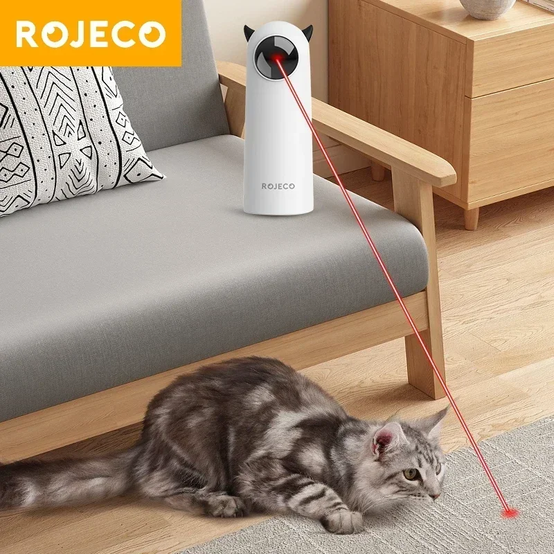 ROJECO-juguetes automáticos para gatos, interactivos, inteligentes, LED, láser, accesorios de juguete para gatos de interior, juguete electrónico de mano para perros