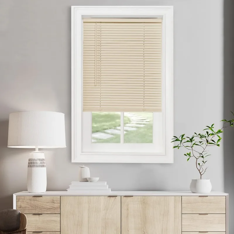 

Cordless Light Filtering Mini Blind - 70 Inch Width,1" Slat Size - Alabaster -Cordless GII Morningstar Horizontal Windows Blinds