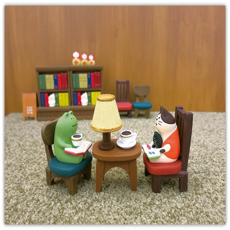 1 szt. Japan Zakka kot księgarnia klimatyczna dekoracja regał dekoracja kolekcjonerska dekoracja do domu rzemiosło żywiczne zabawka japonia DIY ozdoby