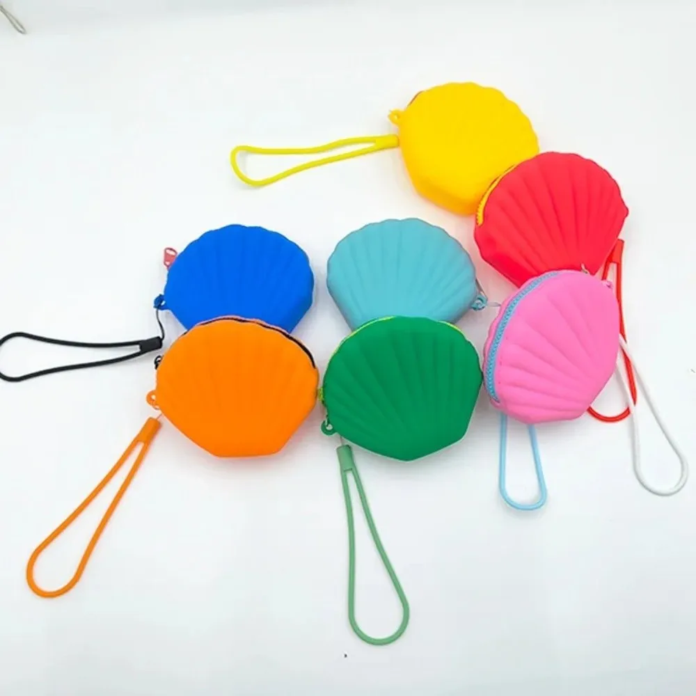 Multifunctional Silicone Coin Purse Shell Shape Zipper Earphone Bag Portable Cosmetic Bag Women Girls