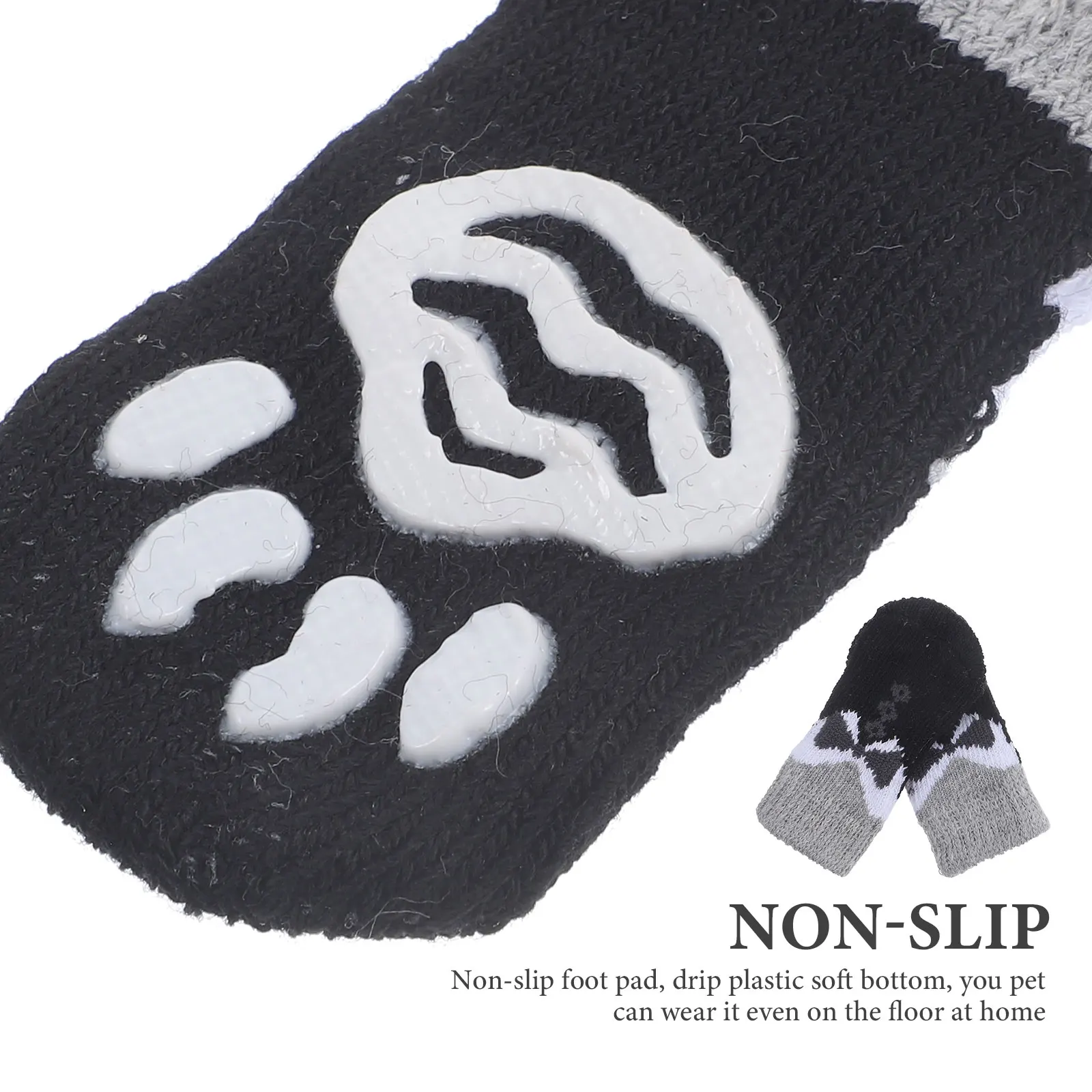 8Pcs Pet Paw Protection Socks Anti-Skid Dog Socks Warm Polyester Breathable Footwear Quiet Steps for Cats Dogs