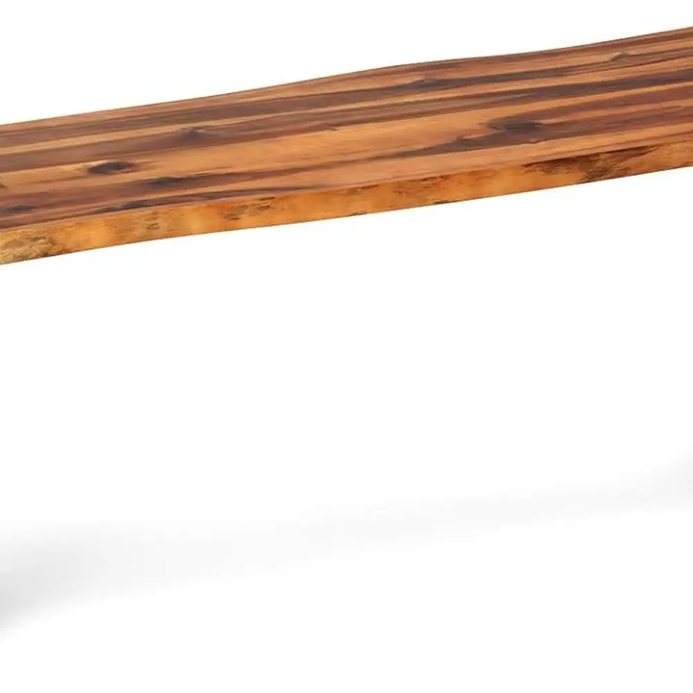 Banco de exterior de madera de acacia para 2 personas con estructura de metal y pies ajustables para patio, terraza o piscina