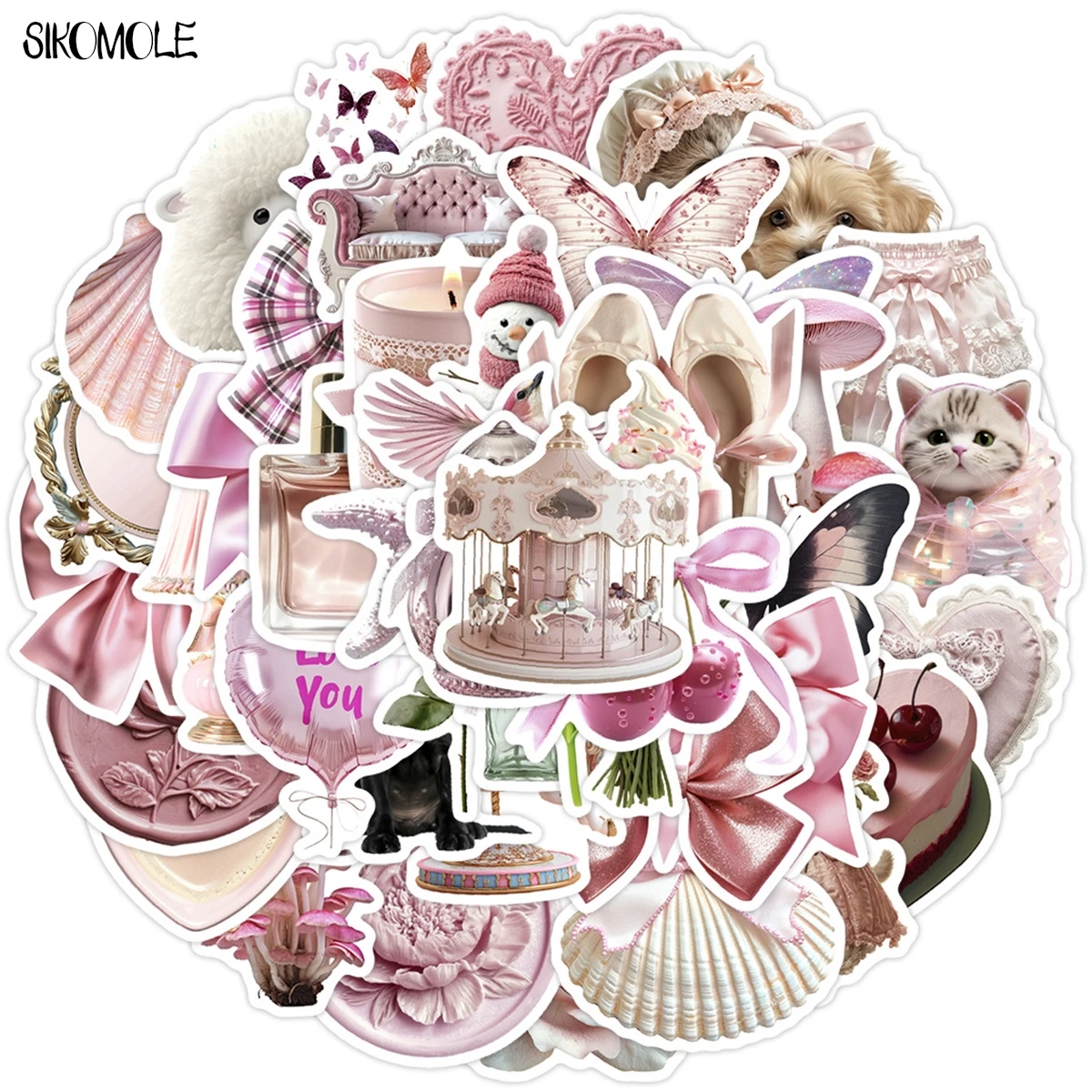 10/30/50PCS Cartoon Kawaii INS Pink Ballet Graffiti Stickers Aesthetic Girl DIY Decoration Toy Travel Luggage Decal Sticker Pack