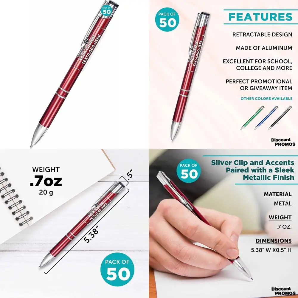 

Bulk Customizable Aluminum Ballpoint Pens Set of 50 with Black Ink, Ideal for Offices, Schools, and Business Promotions