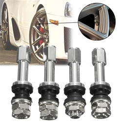 Válvula de pneu de carro 4 pces tr48e bolt-in carro sem câmara de ar válvula de pneu de roda haste tampa de poeira veículo de aço inoxidável metal em linha reta boca