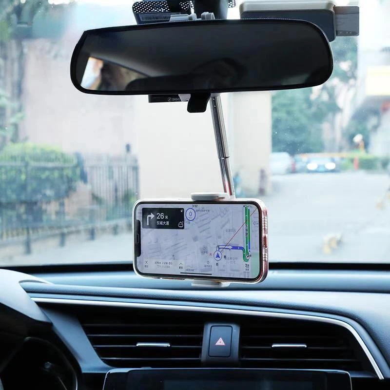 

360 Degrees Car Rearview Mirror Mount Phone Holder For iPhone 12 GPS Seat Smartphone Car Phone Holder Stand Adjustable Support