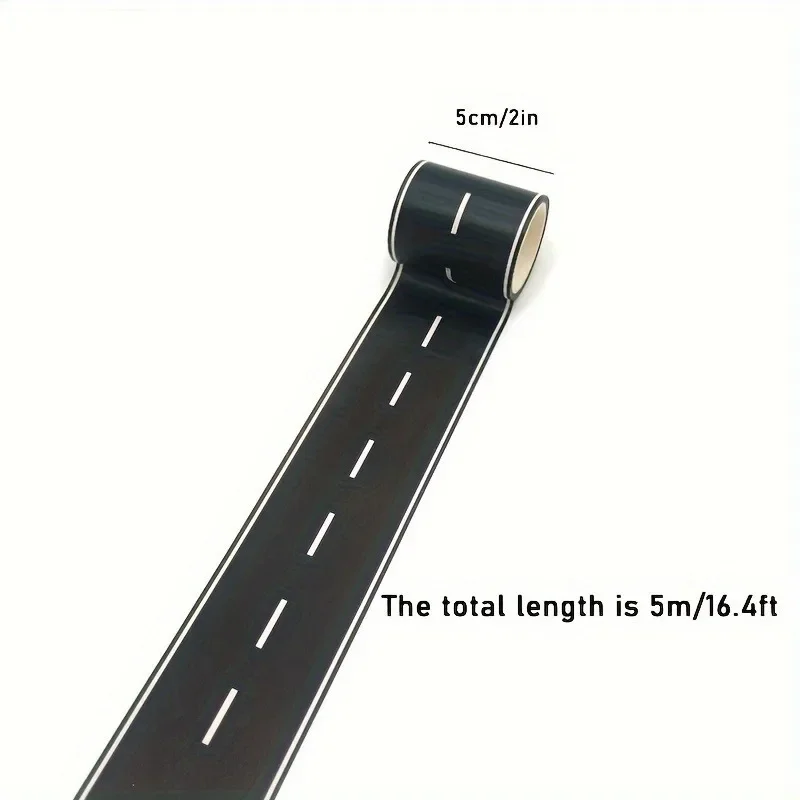 Reusable Cartoon Road Track Stickers Black Road Tape for Party Racing Decor Pre-Pasted Glitter Finish Auto-Themed Decoration