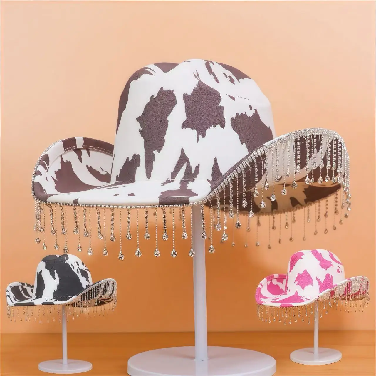 

HongLuan Glitter Costume Hat Adult & Cowboy Hats Rhinestone for Woman, Cowboy Cosplay Female Accessories & Cowgirl Cap