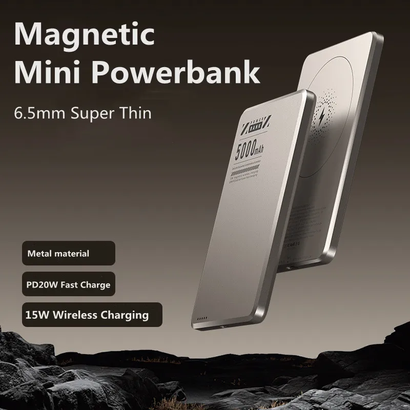 

Mini Magnetic Power Bank For Apple iPhone External Battery Wireless Charger for Magsafe Powerbank Auxiliary Battery