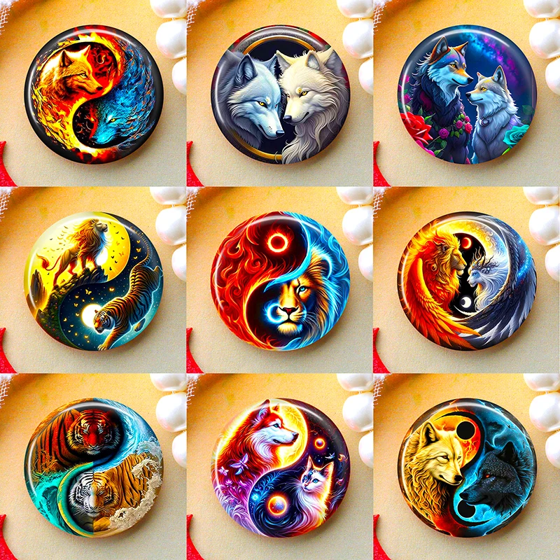 8mm 10mm 12mm 25mm 16mm 18mm 20mm DIY Photo Glass Cabochons Round Cameo Set Handmade Settings Stone Yin-Yang W29