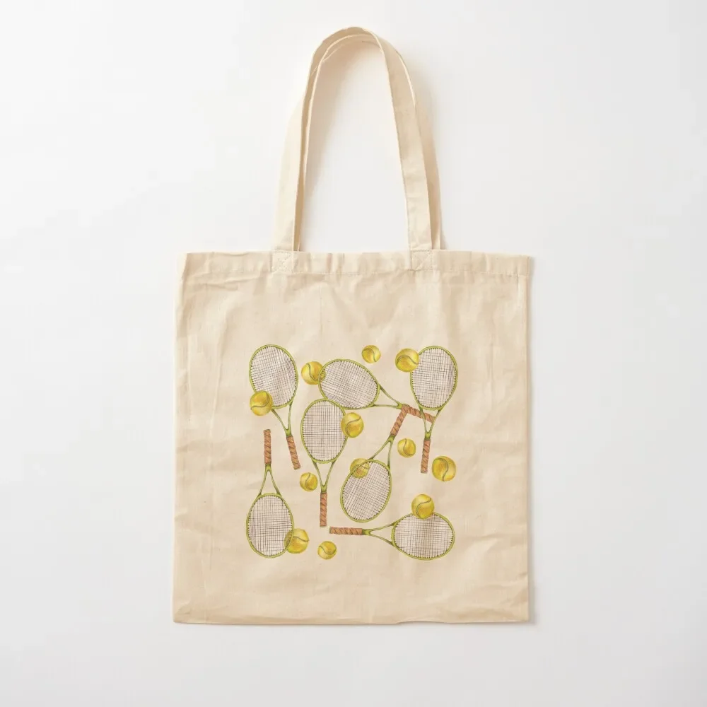 pattern with tennis rackets with tennis balls. color pencil Tote Bag Women's shopping bag men's men