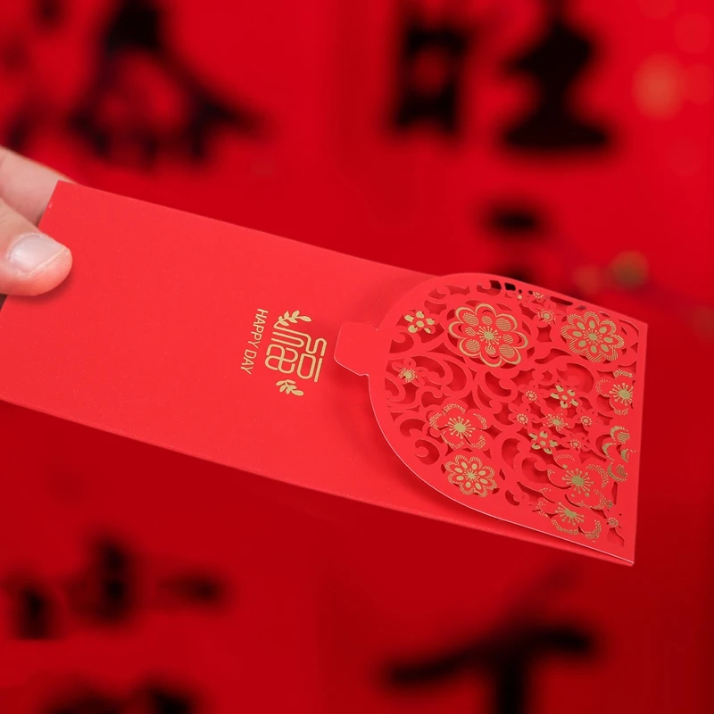 Chinese New Year Red Envelopes Lucky Money Envelopes Spring Festival Red Packet For New Year Wedding (7X3.4 Inch)