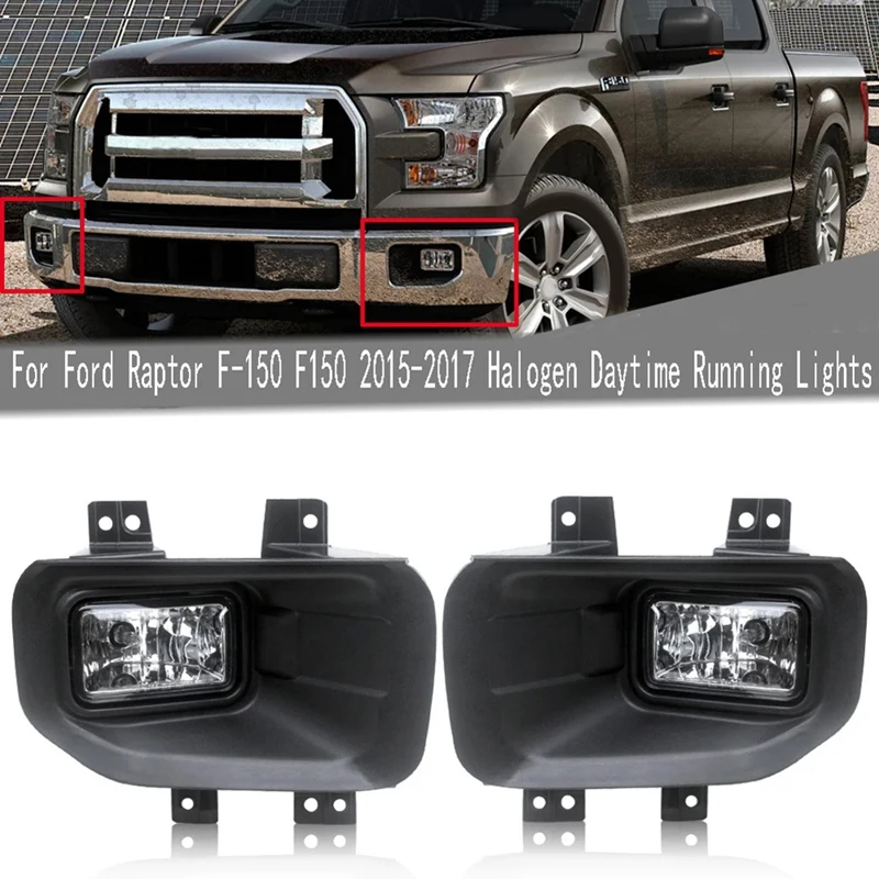 

Left+Right Front Bumper Fog Lamp Assembly For Ford Raptor F-150 F150 2015-2017 Halogen Daytime Running Lights